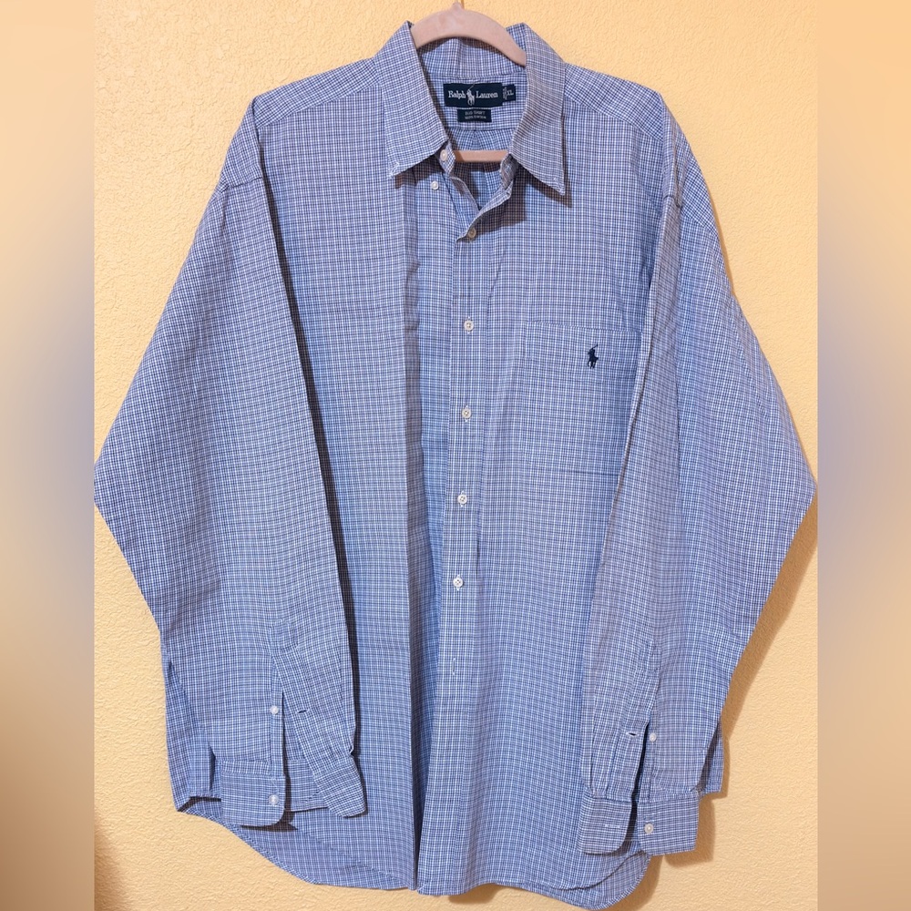 Ralph Lauren Big Shirt XL Blue Plaid Cotton Button Down Oversize Philippines